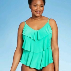 Aqua Green Tiered Swim Top